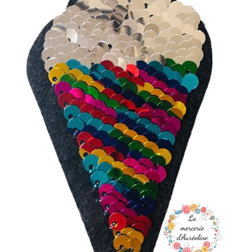 Patch "cornet de glace" pailleté - 10cm