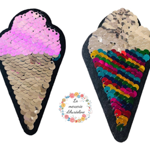 Patch "cornet de glace" pailleté - 10cm