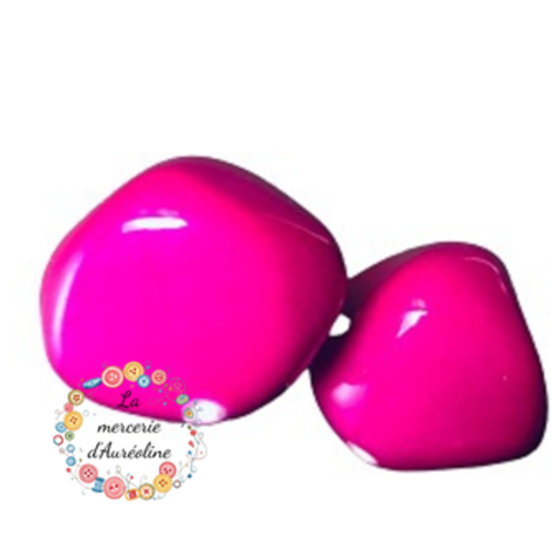 Perle pépite fuchsia - 25mm