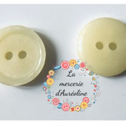 Bouton rond ivoire nacré - 15mm