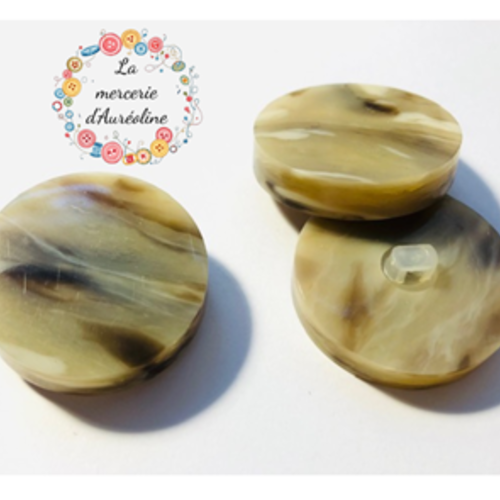 Bouton rond beige jaspé - 30mm