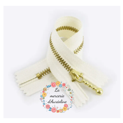 Fermeture éclair non séparable curseur doré