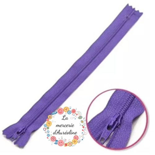Fermeture éclair non séparable - lilas - 25cm
