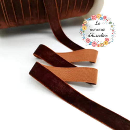 Ruban de velours marron -  6mm