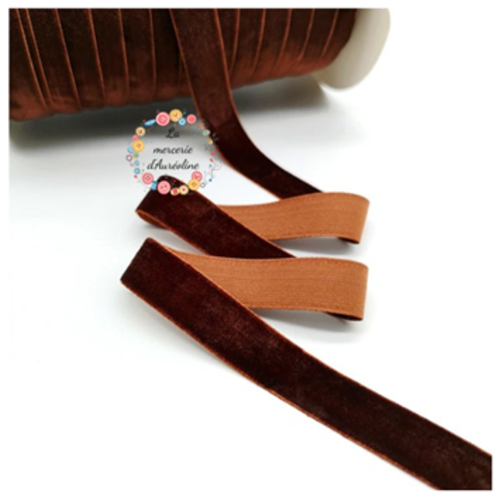 Ruban de velours marron -  6mm