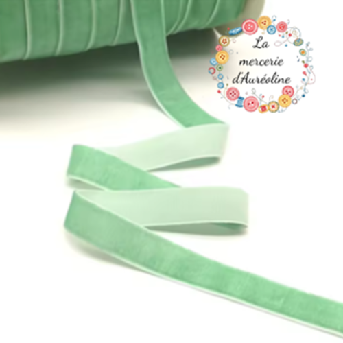 Ruban de velours vert cyan -  6mm