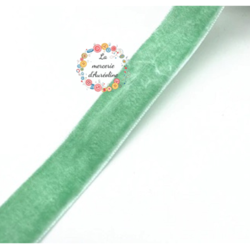 Ruban de velours vert cyan -  6mm