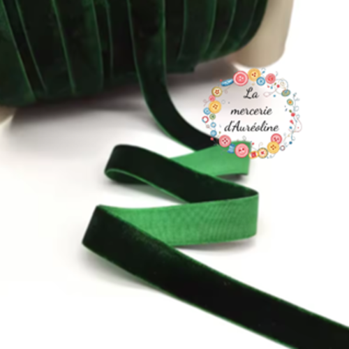 Ruban de velours vert foncé -  6mm