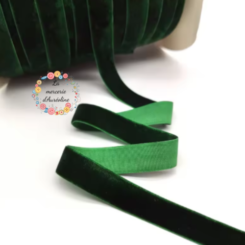 Ruban de velours vert foncé -  6mm
