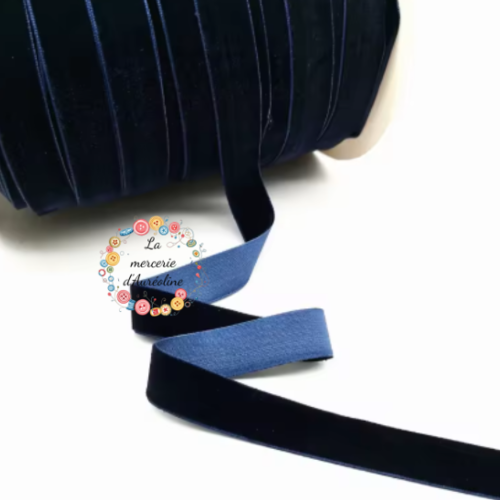 Ruban de velours marine -  6mm