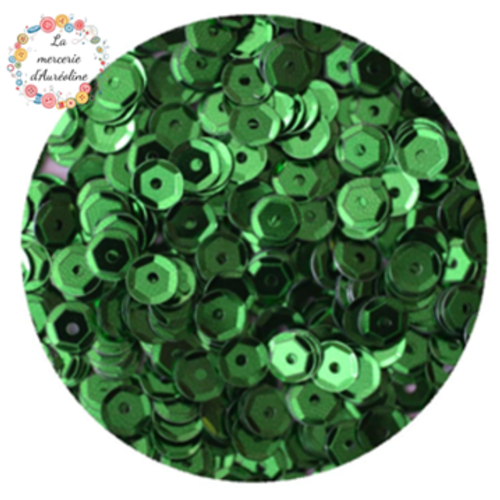 45gr de sequins ronds cup - vert - 5mm