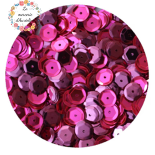 35g de sequins cup violet/rose - 6mm
