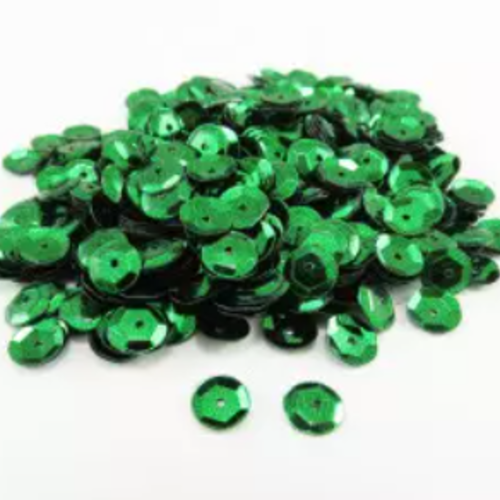 50gr de sequins ronds cup - vert - 6mm