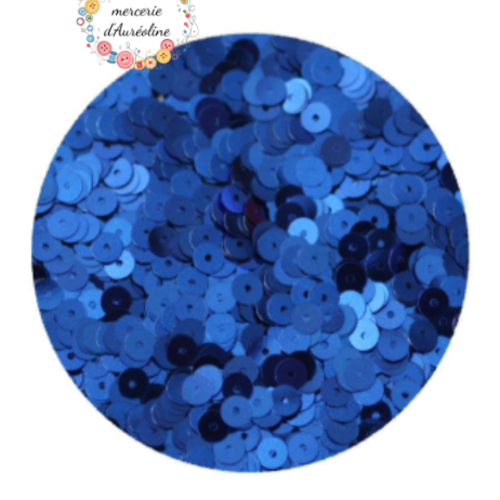 15g de sequins plat bleu  - 6mm