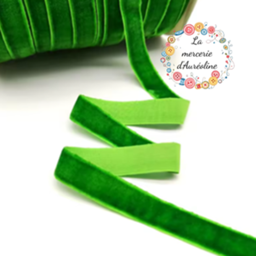 Ruban de velours vert noël  -  10mm