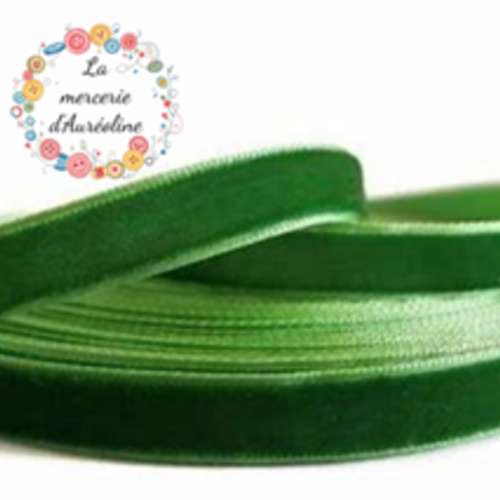 Ruban de velours vert noël  -  10mm