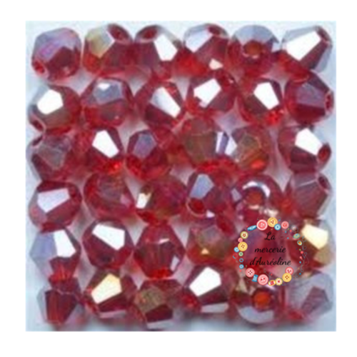 Perle toupie à facettes rouge  - 4mm x50