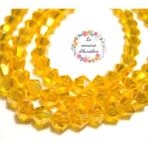Perle toupie à facettes jaune  - 4mm x30