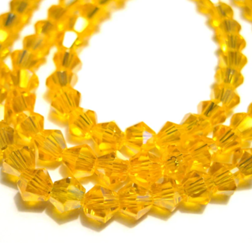 Perle toupie à facettes jaune  - 4mm x30