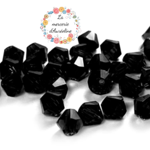 Perle toupie à facettes noir  - 4mm x50