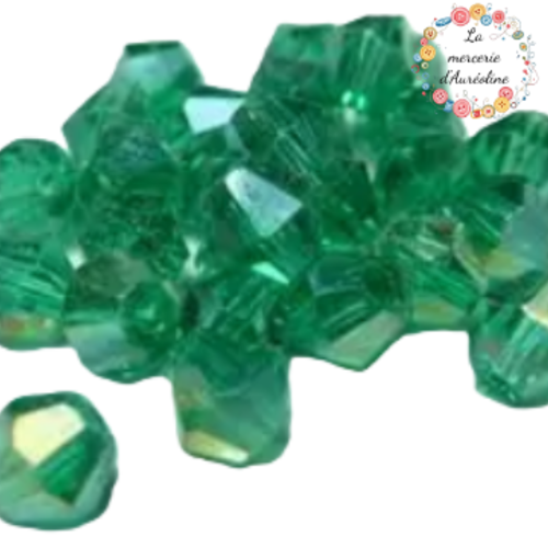 Perle toupie à facettes vert  - 4mm x50