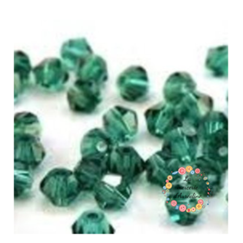 Perle toupie à facettes vert  - 4mm x50