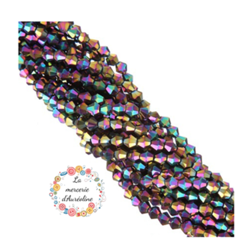 Perle toupie à facettes prune irisée - 4mm x50