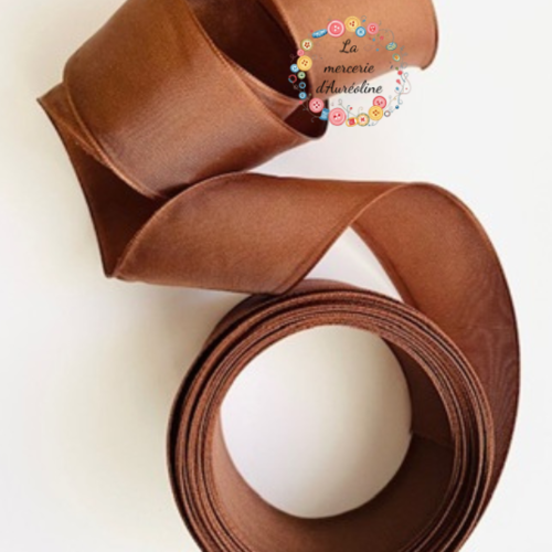 Ruban taffetas marron - 40mm