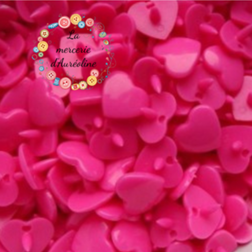 Bouton pression cœur rose - 12,4mm x10
