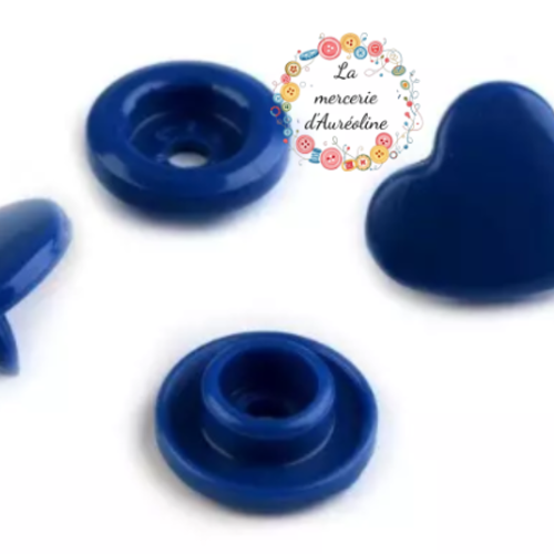Bouton pression cœur bleu foncé - 12,4mm x10