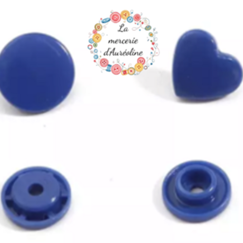 Bouton pression cœur bleu foncé - 12,4mm x10