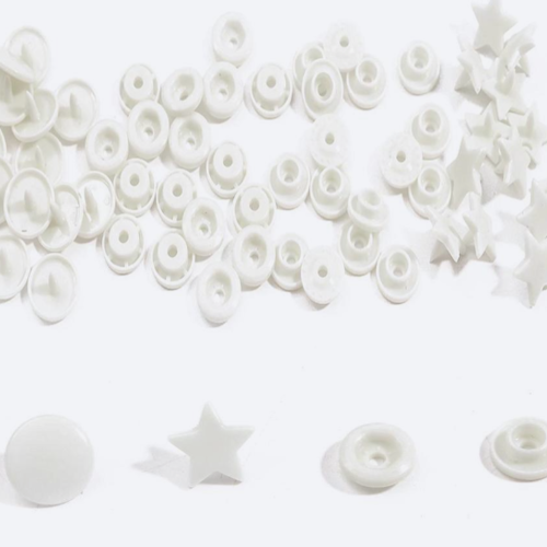 Bouton pression etoile blanc  - 12,4mm  x10
