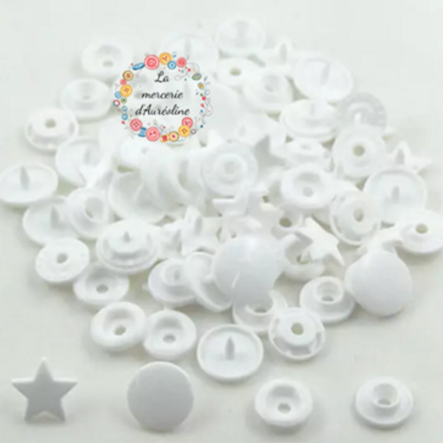 Bouton pression etoile blanc  - 12,4mm  x10