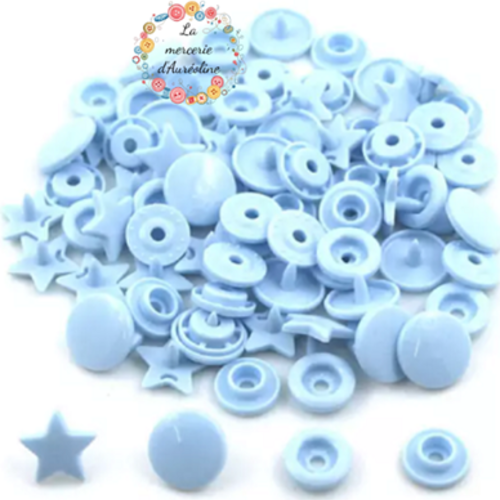 Bouton pression etoile bleu ciel  - 12,4mm  x10