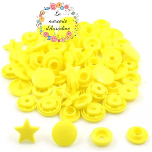 Bouton pression etoile jaune  - 12,4mm  x10