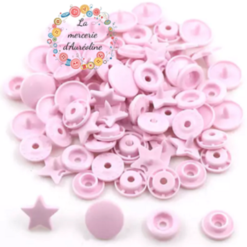Bouton pression etoile rose layette - 12,4mm  x10