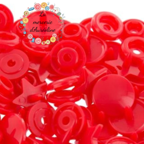Bouton pression etoile rouge - 12,4mm  x10