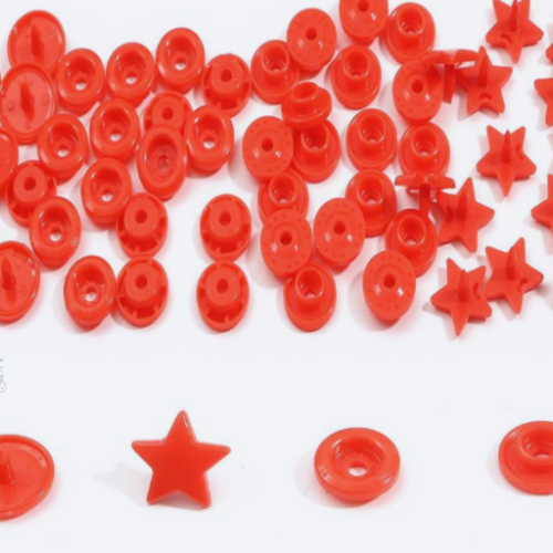 Bouton pression etoile rouge - 12,4mm  x10