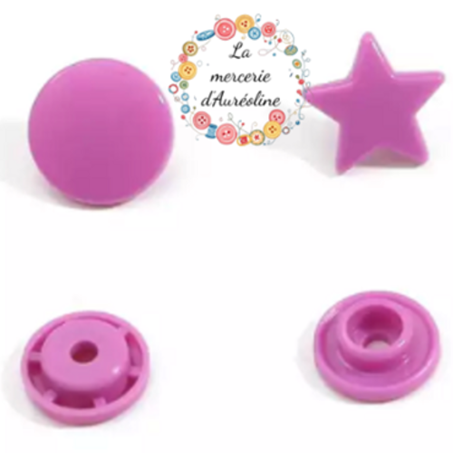 Bouton pression etoile violet  - 12,4mm  x10