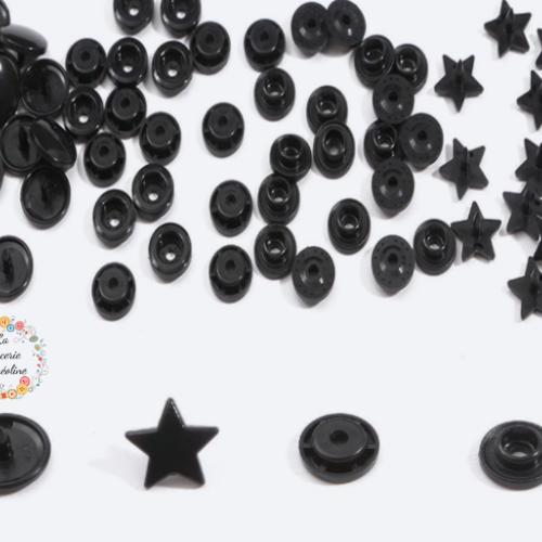 Bouton pression etoile noir - 12,4mm  x10