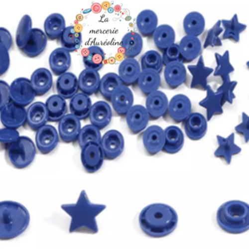 Bouton pression etoile bleu foncé - 12,4mm  x10