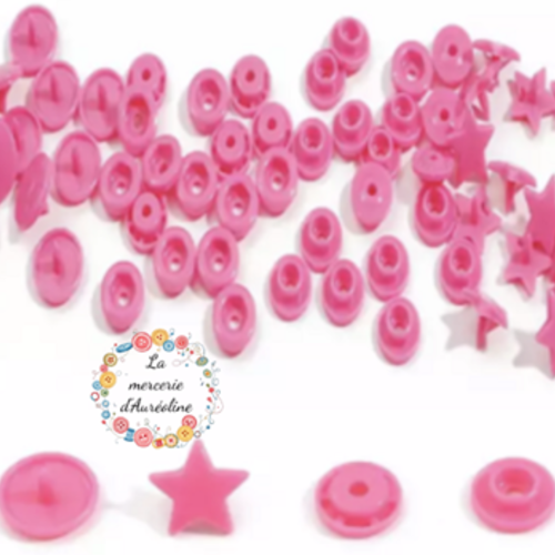 Bouton pression etoile rose  - 12,4mm  x10