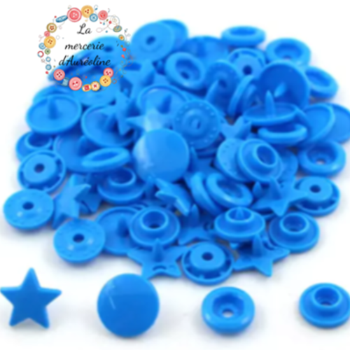 Bouton pression etoile bleu - 12,4mm  x10
