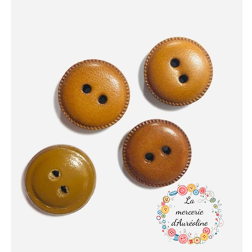 Bouton rond marron x4