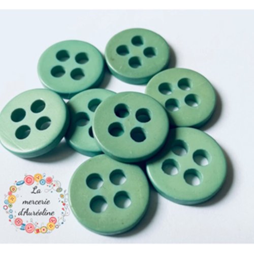 Bouton rond vert printemps x 7