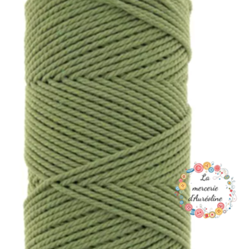 Corde coton macramé 4mm - vert eucalyptus