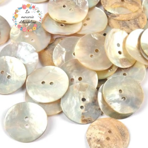 3 x bouton rond nacre - 15mm