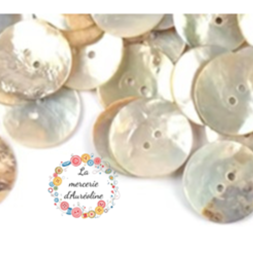3 x bouton rond nacre - 15mm