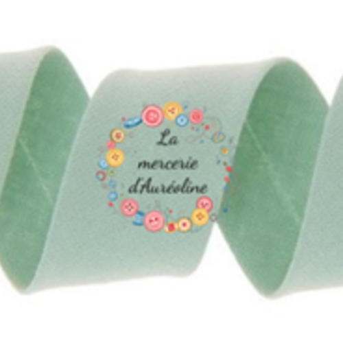 Biais en coton vert cyan - 2cm