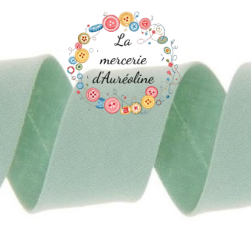 Biais en coton vert cyan - 2cm